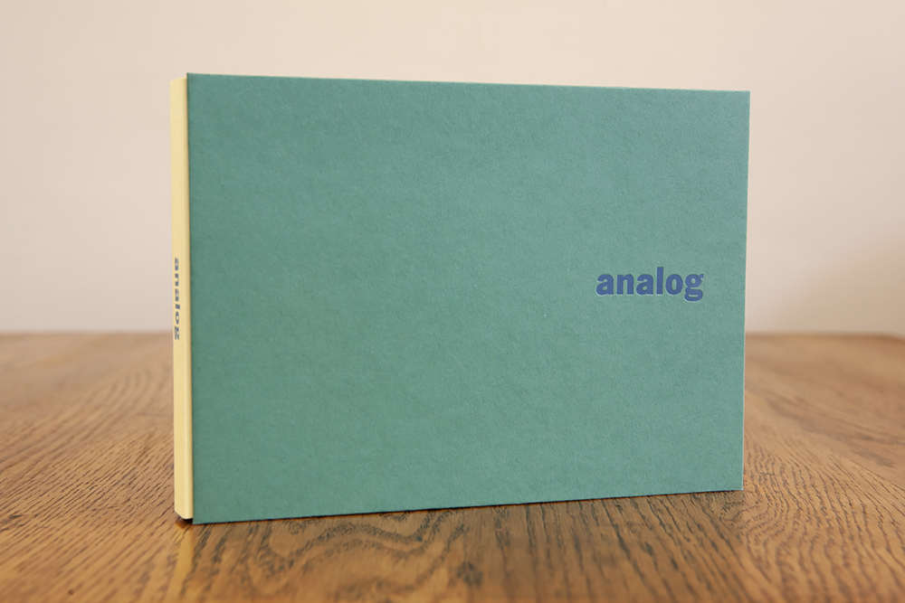 Analog - handprinted and handbound artist book with letterpress cover and spine.
